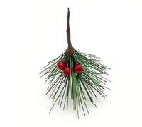Zunate Púas de Agujas de Pino Artificiales, Ramitas de Pino de Bayas Rojas Sintéticas para Coronas, 50 Piezas de Púas Florales Navideñas de Simulación para Manualidades Navideñas, Decoraciones para