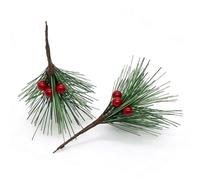 Zunate Rama de Aguja de Pino Artificial, 50 Piezas de Ramitas de Pino Pequeñas Realistas con Bayas, Selección de Aguja de Artificial para Decoración de Mini árbol de Navidad, Arreglo Floral Navideño