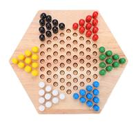 Zunate Tablero de Madera de Damas Chinas para 6 Jugadores |Juego de Estrategia de 60 Clavijas de Colores para Adultos Familiares y Niños, Juguete Educativo