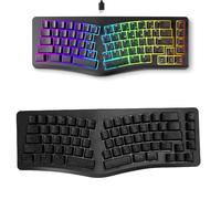 Zunate Teclado USB ergonómico con Cable, 69 Teclas RGB 7 Colores Retroiluminación Teclado de Oficina Dividido para Juegos Sensación mecánica en Forma de V Compatible con múltiples