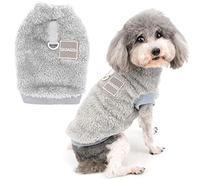 Zunea Abrigo Chaqueta para Perros Pequeños Invierno Ropa de Forro Polar Cálida Suave Mullida Jerséis para Cachorros con Anillo en D para Arnés Correa Ropa para Mascotas Chihuahua Gatos Gris M