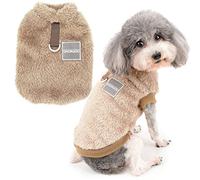 Zunea Abrigo Chaqueta para Perros Pequeños Invierno Ropa de Forro Polar Cálida Suave Mullida Jerséis para Cachorros con Anillo en D para Arnés Correa Ropa para Mascotas Chihuahua Gatos Marrón XL