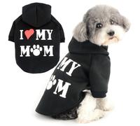 Zunea Abrigo con capucha para perro con agujero para arnés para perros pequeños, gatos, sudadera con estampado "I Love My Mom", suéter para cachorros, suéter suave para invierno y otoño, abrigos de