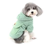 Zunea Abrigo Invierno para Perros Pequeños Sudaderas con Capucha de Pana para Cachorros Ropa de Algodón Suave Cálido Acolchado Mascotas Chaqueta Gruesa para Clima Frío Ropa para Chihuahua Verde L