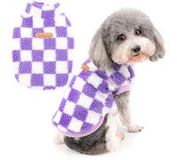 Zunea Abrigo para Perros Pequeños Mullido Invierno Chaqueta de Forro Polar Cálido Cuadros Jerséis Ropa Suave para Cachorros Clima Frío Ropa para Mascotas Perros Chihuahua Gatos Morado S
