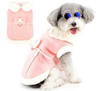 Zunea - Abrigos invernales para perros pequeños y gatos, con forro polar, capucha con anillo en D, lindos vestidos para cachorros con lazo, cálido chaleco de forro polar, ropa antiviento