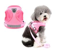 Zunea Arnés para Perro Pequeño Antitirones Reflectante Ajustable Arnés Malla Suave Acolchado Arnés para Cachorro Gato Sin Tirar a Prueba de Escape Chaleco Arnés para Mascotas Perros Gato Rosa L