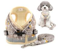 Zunea Arnés Perro pequeño con Correa, Ajustable Reflectante Chihuahua Chaleco arneses de Malla Acolchada a Prueba de Escape Chaqueta para Cachorro para niños y niñas Perros y Gatos Caqui XL