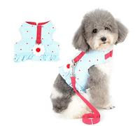 Zunea Arnés y Correa para Perro Pequeño Niña Antitirones Cachorro Chihuahua Vestido Antifugas Arnes Pecho Suave Cómodo Chaleco Floral Acolchado con Bowknot para Hembra Gato Caminar Azul XS