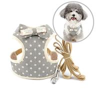 Zunea Arnés y Correa para Perros Pequeños Antitirones a Prueba de Escape Arneses Tipo Chaleco para Cachorros y Gatos arnés Ajustable de Lunares con Lazo de Malla Suave Acolchada para Cachorros Gris S