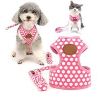 Zunea Arnés y Correa para Perros Pequeños Antitirones Ajustable Cachorros Chaleco Arnés Forro de Malla Transpirable a Prueba de Escapes Gatos Arnes Lindo Diseño de Lunares Mascotas Arneses Rosa S