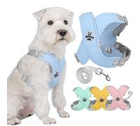 Zunea Arneses con Correa para Perros Pequeños y Medianos Reflectante Ajustable Cachorros Arnés Chaleco de Malla Suave Transpirable Acolchado Ligero con Clip Trasero para Chihuahua Bulldog Azul S
