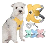Zunea Arneses con Correa para Perros Pequeños y Medianos Reflectante Ajustable Cachorros Arnés Chaleco de Malla Suave Transpirable Acolchado Ligero con Clip Trasero para Chihuahua Bulldog Amarillo S