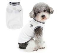 Zunea Camisa de verano para perro con anillo en D, camiseta elástica acanalada para perros pequeños, gatos, lindo oso bordado, chaleco básico, ropa suave y transpirable para mascotas para chihuahua