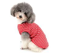 Zunea Camisa para Perros Pequeños Gatos Camisas de Rayas para Mascotas Chaleco Fresco de Verano Cachorros Ropa Camiseta Básica de Algodón Suave Chihuahua Ropa Rojo XL