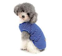 Zunea Camisa para Perros Pequeños Gatos Camisas de Rayas para Mascotas Chaleco Fresco de Verano Cachorros Ropa Camiseta Básica de Algodón Suave Chihuahua Ropa Azul XL