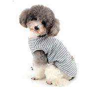 Zunea Camisa para Perros Pequeños Gatos Camisas de Rayas para Mascotas Chaleco Fresco de Verano Cachorros Ropa Camiseta Básica de Algodón Suave Chihuahua Ropa Gris L