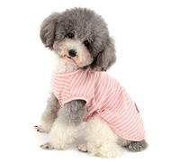 Zunea Camisa para Perros Pequeños Gatos Camisas de Rayas para Mascotas Chaleco Fresco de Verano Cachorros Ropa Camiseta Básica de Algodón Suave Chihuahua Ropa Rosa S