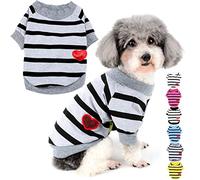 Zunea Camisas para Perros Pequeños Verano Camiseta Básica Ropa de Cachorro Lentejuelas con Corazón de Amor Camiseta de Manga Corta Algodón Suave Ropa para Mascotas Jersey Ropa Gris L