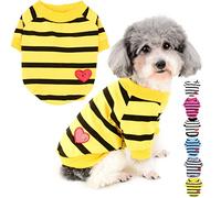 Zunea Camisas para Perros Pequeños Verano Camiseta Básica Ropa de Cachorro Lentejuelas con Corazón de Amor Camiseta de Manga Corta Algodón Suave Ropa para Mascotas Jersey Ropa Amarillo Oscuro M