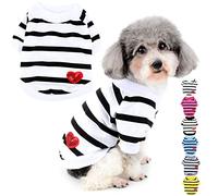 Zunea Camisas para Perros Pequeños Verano Camiseta Básica Ropa de Cachorro Lentejuelas con Corazón de Amor Camiseta de Manga Corta Algodón Suave Ropa para Mascotas Jersey Ropa Blanco L