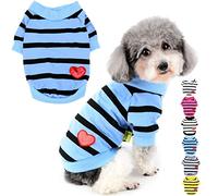 Zunea Camisas para Perros Pequeños Verano Camiseta Básica Ropa de Cachorro Lentejuelas con Corazón de Amor Camiseta de Manga Corta Algodón Suave Ropa para Mascotas Jersey Ropa Azul XS