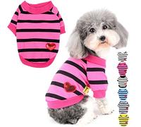 Zunea Camisas para Perros Pequeños Verano Camiseta Básica Ropa de Cachorro Lentejuelas con Corazón de Amor Camiseta de Manga Corta Algodón Suave Ropa para Mascotas Rosa L