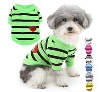 Zunea Camisetas básicas de verano para perros pequeños, ropa básica a rayas para cachorros, sudadera con lentejuelas y corazón, camiseta suave de manga corta, ropa para mascotas, ropa de chihuahua