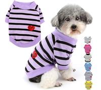 Zunea Camisetas para perros pequeños, camiseta de verano, a rayas, ropa para cachorros, lentejuelas, suéter con corazón, suave, de manga corta, talla XS/S, mascota, niña, niño, ropa, suéter