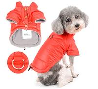 Zunea Impermeable Abrigo de Invierno para Perros Pequeños Suave Cálido Forro Polar Ropa para Cachorros con Anillo en D Clima Frío Chaqueta Gruesa Traje de Nieve para Mascotas Chihuahua Rojo M