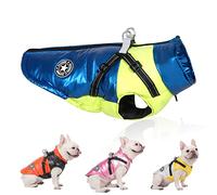 Zunea Impermeable Chaqueta Abrigo con Arnés para Perros Pequeños y Medianos Reflectante Invierno Abrigo con Cremallera Cachorros Ropa Suave Cálida Acolchada Chaqueta para Mascotas Chihuahua Azul M