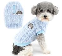Zunea Invierno Jerséis para Perros Pequeños Abrigo Chaqueta para Cachorros con Anillo en D Suéter de Forro Polar Sherpa Suave Cálido y Mullido Chaleco Clima Frío Ropa para Mascotas Chihauhua Azul XL