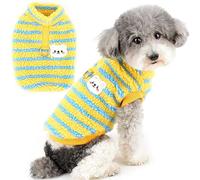 Zunea Jerséis de Forro Polar Mullido para Perros Pequeños Suéter de Invierno con Anillo en D Chaqueta Suave Cálida Jerséis Abrigo para Cachorros Ropa para Clima Frío para Mascotas Amarillo S
