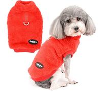 Zunea Jerséis de Forro Polar para Perro Pequeños Abrigo Cálido de Invierno Cachorros Suéter Suave y Mullida con Anillo en D para Arnés Correa Clima Frío Ropa para Mascotas Gatos Chihuahua Rojo XXL
