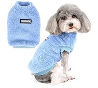 Zunea Jerséis para Perros Pequeños Abrigo Cálido de Invierno de Forro Polar Ropa Suave y Mullida para Cachorros Chaleco Suéter Chaquetas Clima Frío Ropa para Mascotas Gatos Chihuahua Azul S
