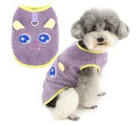 Zunea Linda chaqueta de perro de dibujos animados para perros pequeños, chaleco de forro polar cálido para cachorros, abrigo con anillo de correa, suéter suave para clima frío, ropa de chihuahua, ropa