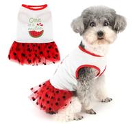 Zunea Lindos vestidos de frutas para perros extra pequeños y pequeños, falda de encaje de lunares, vestido de verano para cachorros, vestido de princesa, chaleco suave y transpirable, vestido de