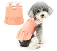 Zunea Lindos vestidos para perros pequeños, vestido de verano con arnés de princesa con anillo en D, ropa para cachorros, camisa a rayas para mascotas, falda para perrito con bolsillo, trajes de