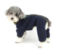 Zunea Mono de forro polar para perros pequeños, con cremallera, para invierno, cálido, para cachorros, con anillo en D, overol de 4 patas, pijama suave para clima frío, ropa de chihuahua, ropa para