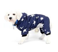 ZUNEA pequeño Perro Abrigo de Invierno Forro Polar con Capucha Mascota Traje de Nieve Pijamas Estrellas cinturón Perrito Gato Perro Ropa Chihuahua Trajes de Ropa Azul l