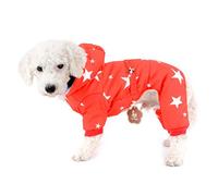 ZUNEA pequeño Perro Abrigo de Invierno Forro Polar con Capucha Mascota Traje de Nieve Pijamas Estrellas cinturón Perrito Gato Perro Ropa Chihuahua Trajes de Ropa Rojo M