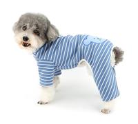 Zunea Pijama a rayas para perros pequeños, pijama cálido de invierno para cachorros, overol con anillo en D, ropa de dormir suave y cálida, ropa de dormir para clima frío, trajes para mascotas para