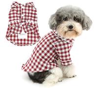 Zunea Pijama de camisa a cuadros para perros de tamaño pequeño, transpirable, ropa de dormir con solapa para interiores, pijamas de dos patas, trajes de vacaciones, fiesta, ropa para mascotas, para
