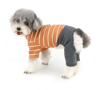 Zunea Pijama de invierno para perros pequeños, ropa de moda a rayas para cachorros, overol con anillo en D, suave y cálido, ropa para dormir en clima frío, ropa para mascotas, para chihuahua, yorkie