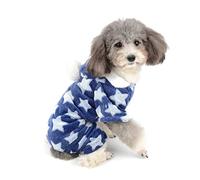 ZUNEA Pijama para Perro Pequeño Abrigo con Capucha Forro Polar Cachorros Niñas Niños Rope de Invierno Cálido Pijamas de Algodón Suave Ropa General para Mascotas Perros Gato Chihuahua Azul L