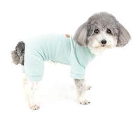 Zunea Pijama para Perro Pequeño Pijama de Algodón Suave para Dormir Ropa de Cachorro Mono Mamelucos para Mascotas y Chihuahua para Todas Las Estaciones Azul L