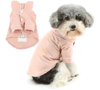 Zunea Pijama para perros pequeños y medianos, suave, transpirable, con solapa, ropa de dormir para interiores, pijamas de dos patas, trajes de vacaciones, fiestas, ropa para mascotas, color rosa
