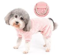 Zunea Pijamas de Invierno para Perros Pequeños Ropa de Forro Polar Cálido para Cachorros Pijama Mullido de 4 Patas Mono Suave Acogedor Jerséis Felpa General para Mascotas Chihuahua Yorkie Rosa M