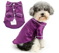 Zunea Pijamas para perros pequeños, camisas para perros, talla XS/S, seda artificial suave, solapa, ropa de dormir para cachorros, pijama interior de dos patas, camisa, chihuahua, yorkie, mascota