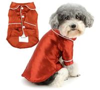 Zunea Pijamas para perros pequeños, camisas para tamaño XS/S para perros, solapa de seda sintética suave, ropa de dormir para cachorros, ropa de dormir de dos patas, trajes de camisa de Pjs de